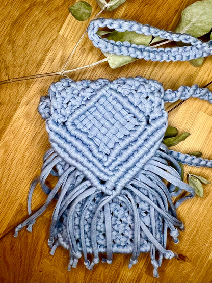 Blue Mini Macrame Purse