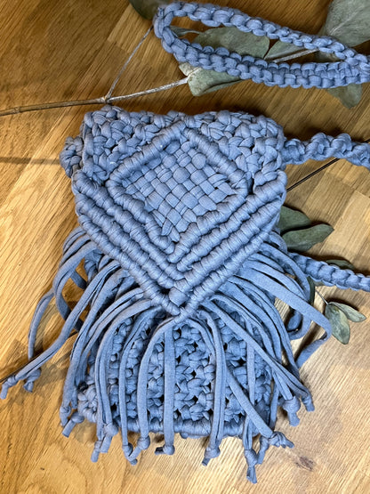 Blue Mini Macrame Purse