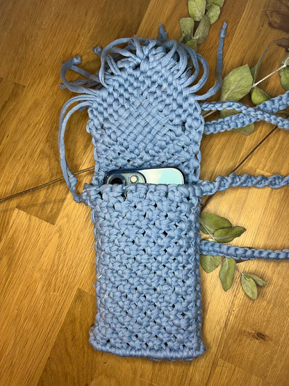 Blue Mini Macrame Purse