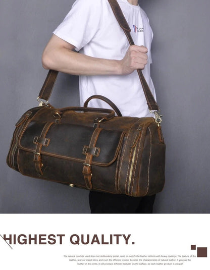 Large Genuine Leather Duffle Bag - Naturenspires