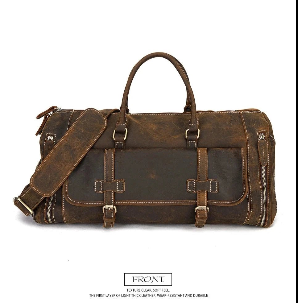 Large Genuine Leather Duffle Bag - Naturenspires