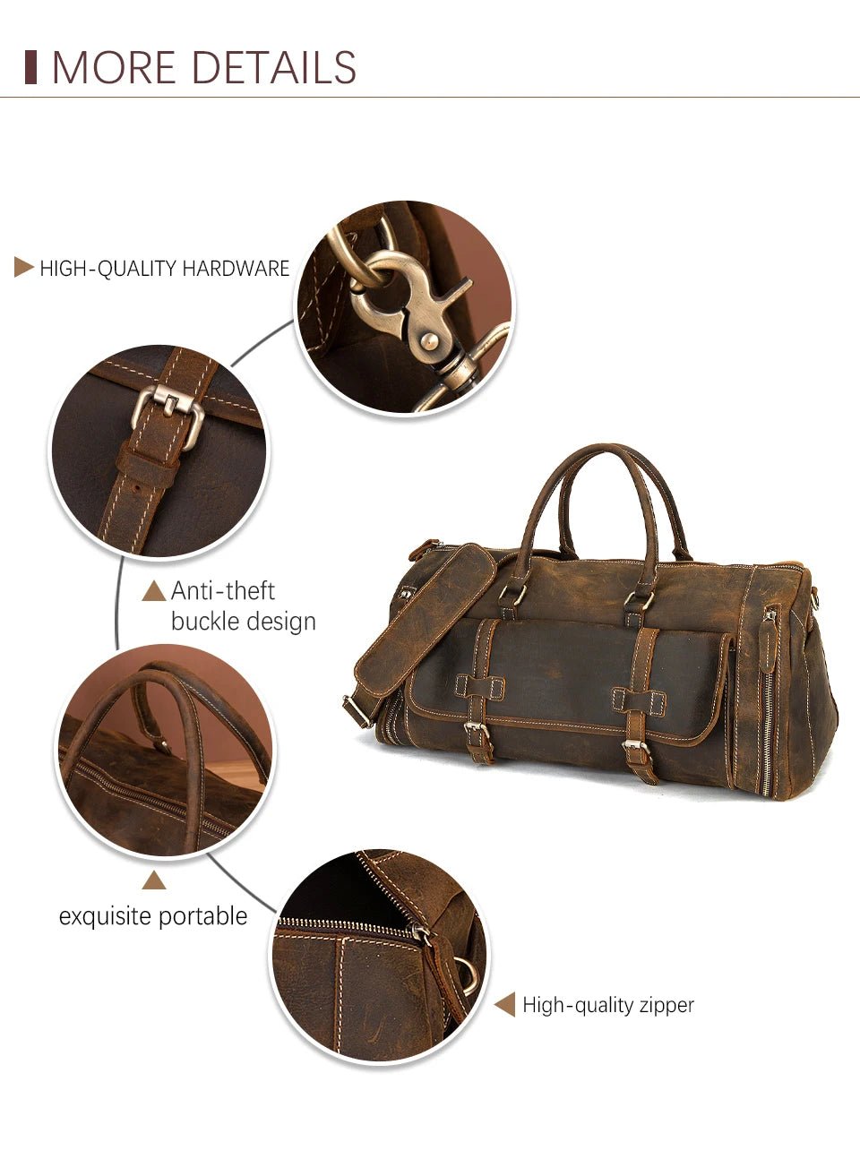 Large Genuine Leather Duffle Bag - Naturenspires