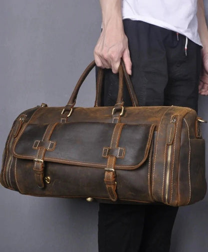 Large Genuine Leather Duffle Bag - Naturenspires