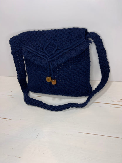 Large Navy Macramé Purse - Naturenspires