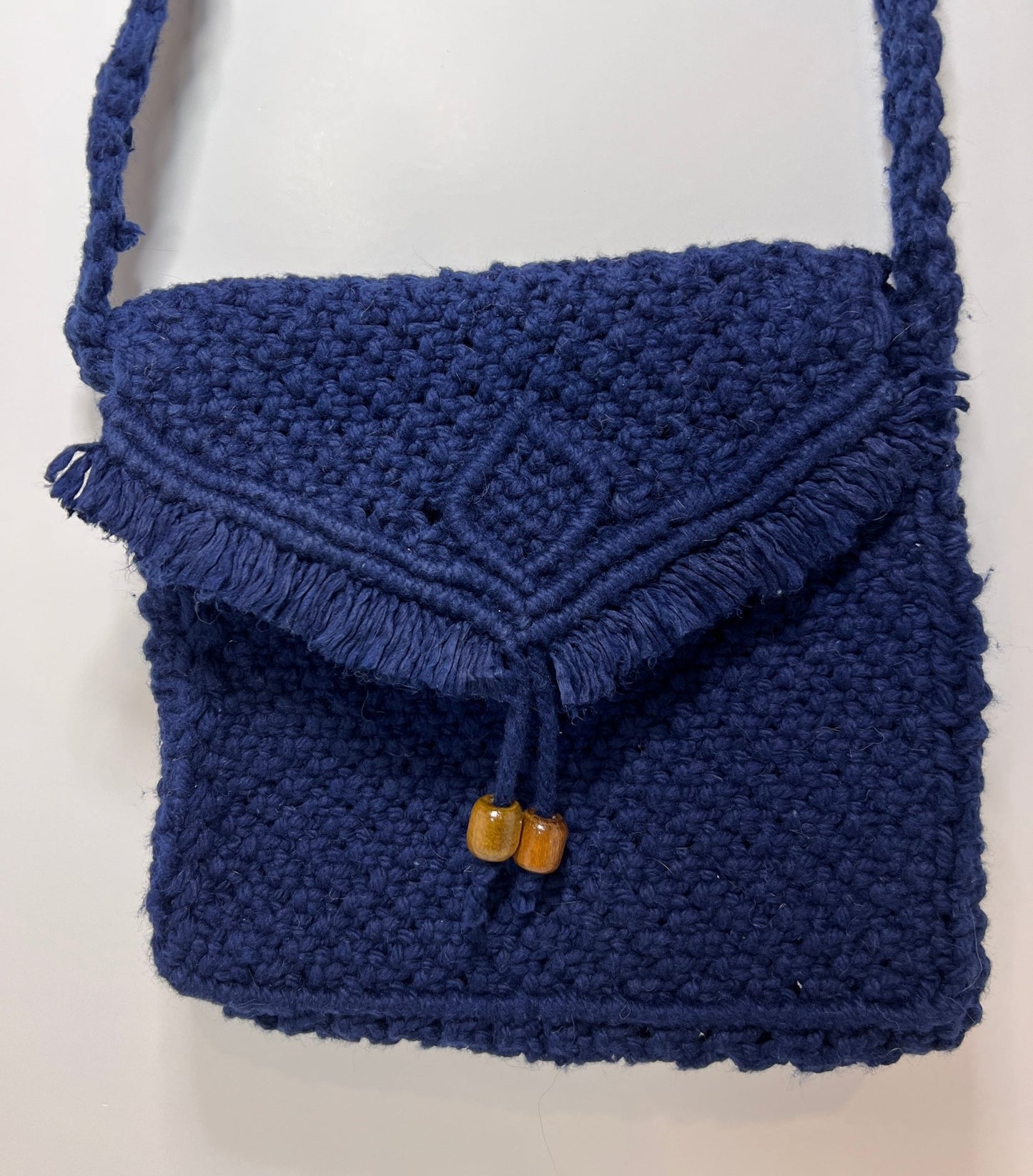 Large Navy Macramé Purse - Naturenspires