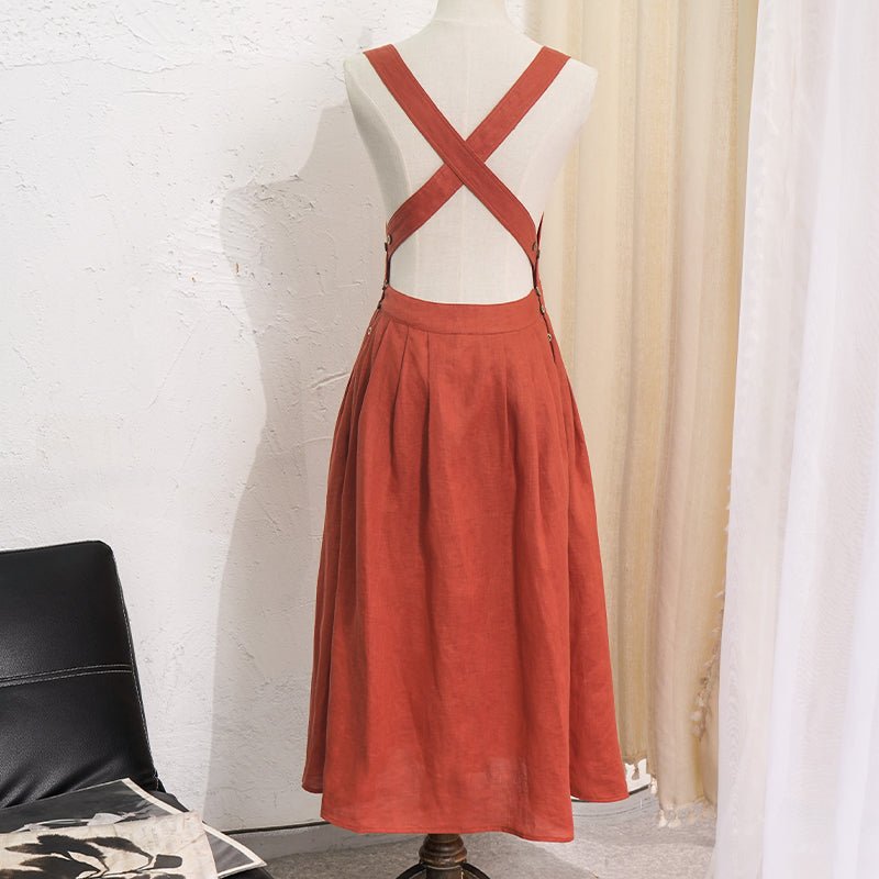 Midi Backless Linen Dress - Naturenspires