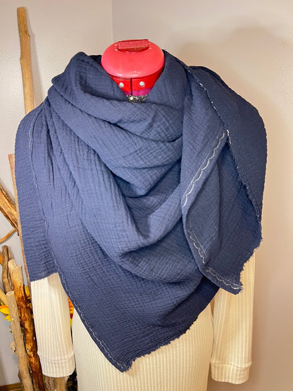 Navy Blue Blanket Scarf - Naturenspires