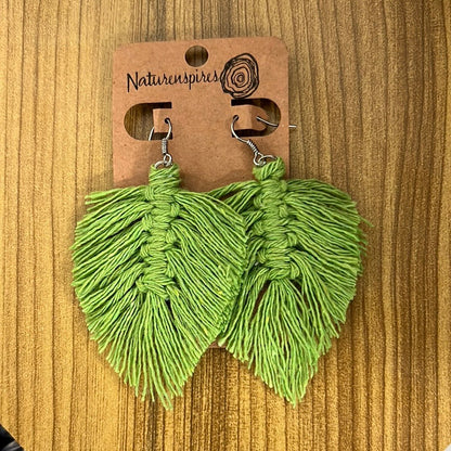 Small Macramé Leaf Earrings - Naturenspires