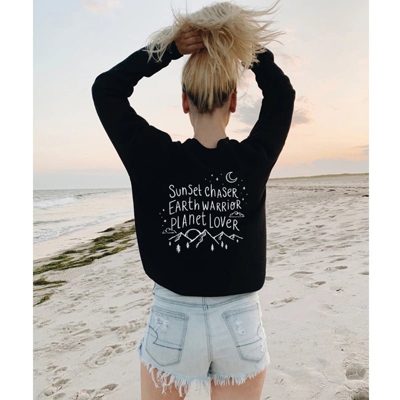 Sunset Chaser Earth Warrior Planet Lover Sweater - Naturenspires