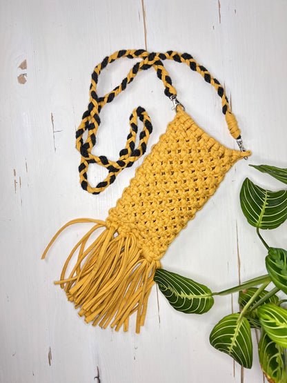 Yellow Macrame Phone Bag - Naturenspires