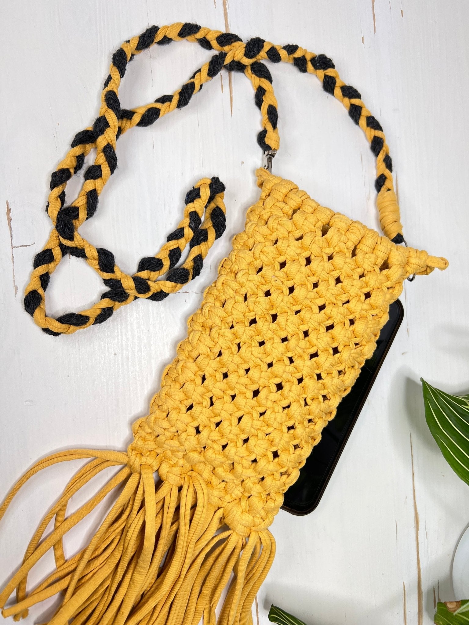 Yellow Macrame Phone Bag - Naturenspires